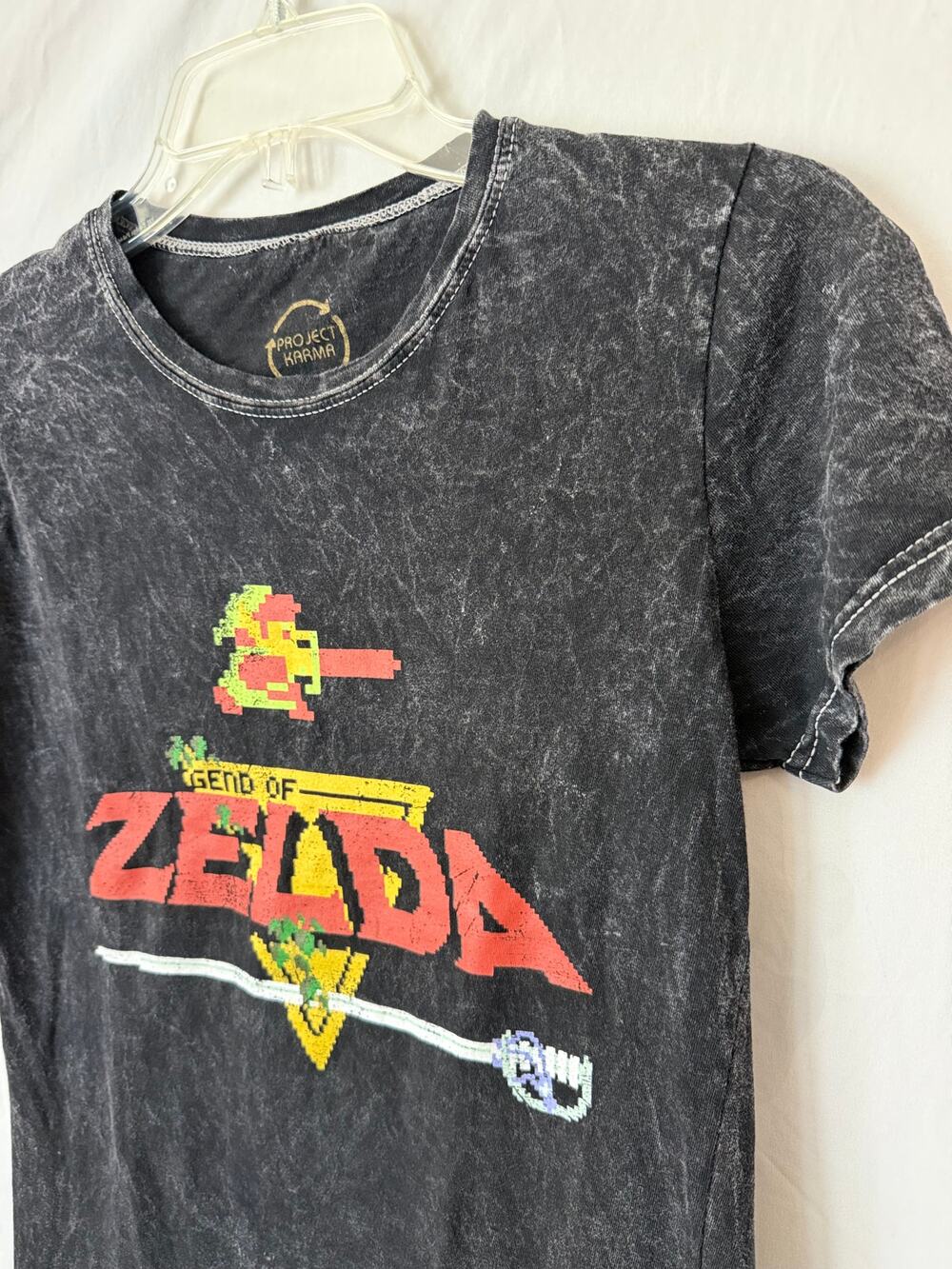 Nintendo Legend of Zelda Pixel Graphic Acid Wash T-Shirt